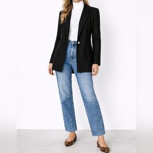 VINTAGE GIORGIO SANT’ANGELO Longline Wool Blazer | S–M | Black | Tailored 80s